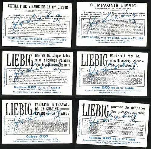 6 Sammelbilder Liebig, Serie Nr.: 1169, Néron Opera de Boito, Theater, Feuer, Tempel, Soldaten, König, Nacht
