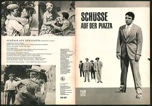 Filmprogramm Film für Sie Nr. 63 /67, Schüsse auf der Piazza, Gerard Blain, Charles Vanel, Regie: Silvio Siano