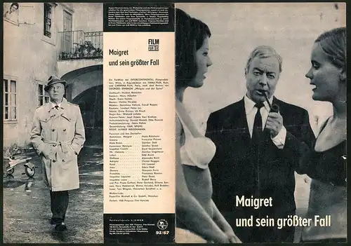 Filmprogramm Film für Sie Nr. 93 /67, Maigret und s. grösster Fall, Heinz Rühmann, Eddie Arent, Regie: Alfred Weidenmann