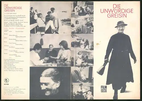 Filmprogramm Film für Sie Nr. 13 /68, Die unwürdige Greisin, Berthe Sylvie, Etienne Bierry, Regie: Rene Allio