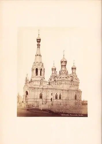 Fotografie Trockenstempel R. Tamme, Ansicht Dresden, die Russische Kirche, Grossformat 26 x 20cm