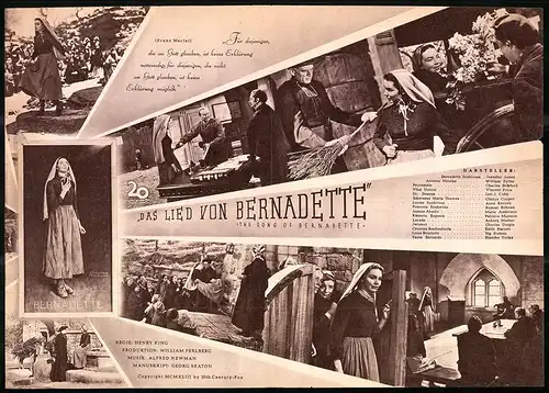 Filmprogramm IFB Nr. 23, Das Lied von Bernadette, Jennifer Jones, William Eythe, Regie Henry King