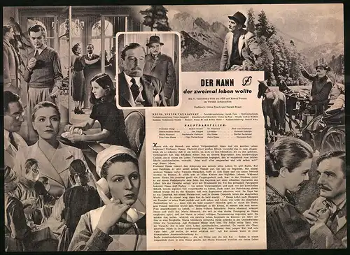 Filmprogramm IFB Nr. 859, Der Mann, der zweimal leben wollte, Rudolf Forster, Ilse Steppat, Regie Viktor Tourjansky