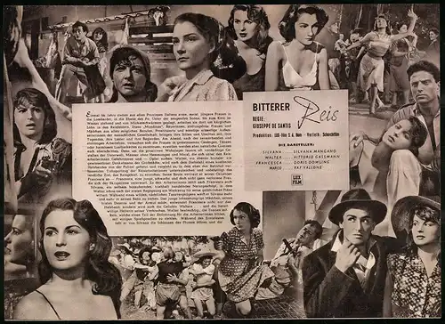 Filmprogramm IFB Nr. 860, Bitterer Reis, Silvana Mangano, Vittorio Gassmann, Regie Guiseppe de Santis