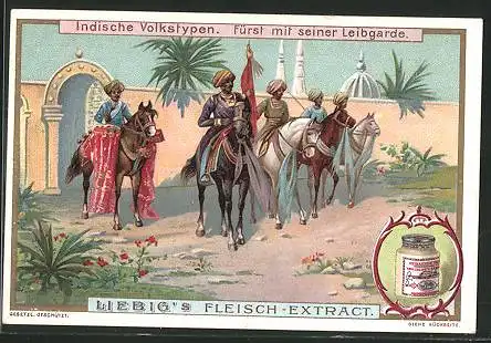 Sammelbild Liebig, Indische Volkstypen, Fürst mit seiner Leibgarde