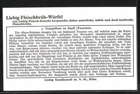 Sammelbild Liebig, Fleisch-Extrakt und Pepton, Bauten der Vorkolumbischen Zeit, 3. Tempelpalast in Sayil