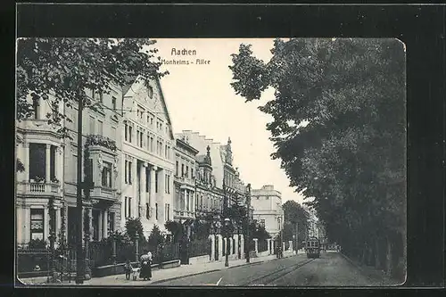 AK Aachen, Strassenbahn in der Monheims-Allee