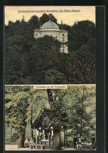 AK Aachen-Lousberg, Gasthaus Belvedère, Trinkhalle an der Pyramide