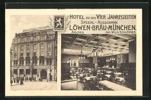 AK Aachen, Hotel zu den Vier Jahreszeiten, Münchner Löwenbräu