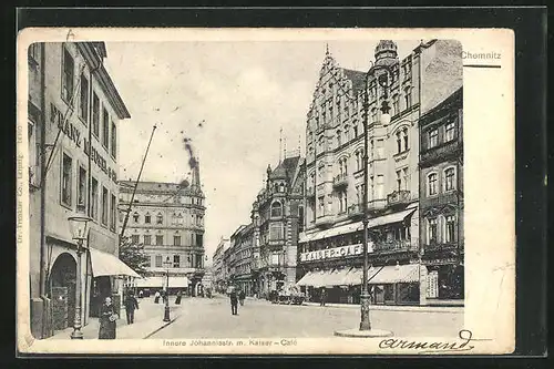 AK Aachen, Innere Johannisstrasse mit Kaiser-Café