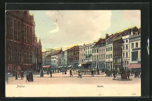 AK Aachen, Passanten auf dem Markt