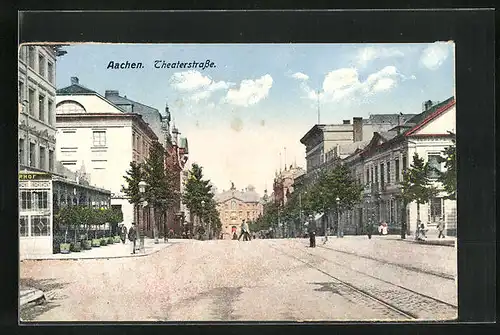 AK Aachen, Tramschienen auf der Theaterstrasse