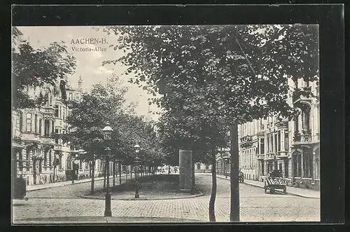 AK Aachen, Blick in die Strasse Victoria-Allee