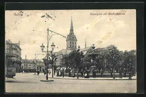 AK Aachen, Kaiserplatz mit Adalbertskirche
