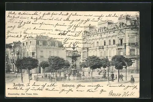 AK Aachen, Kaiserplatz mit Brunnen