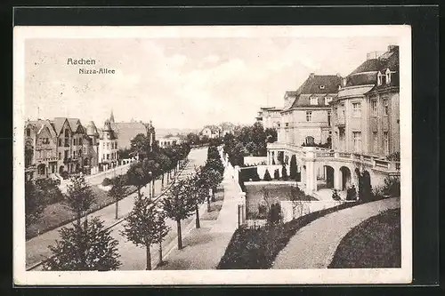 AK Aachen, Ansicht der Strasse Nizza-Allee