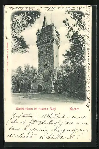 AK Aachen, Aussichtsturm im Aachener Wald