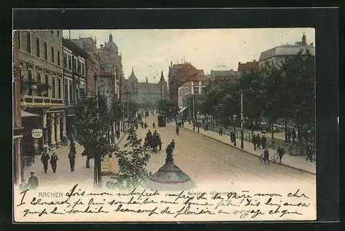 AK Aachen, Friedrich Wilhelmplatz am frühen Abend