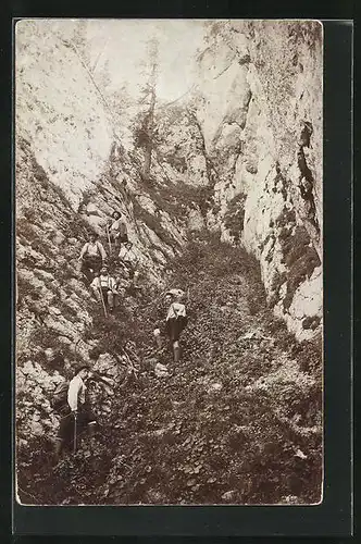 Foto-AK Bergsteiger beim Aufstieg