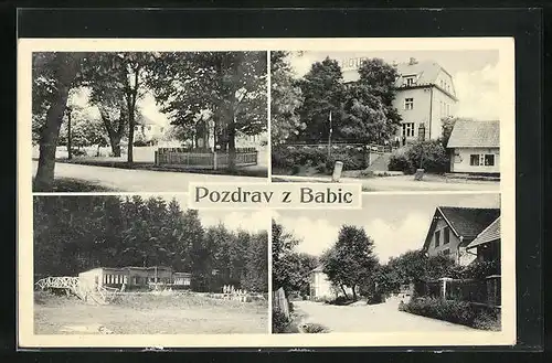 AK Babice, Hotel, Ehrenmal, an den Villen