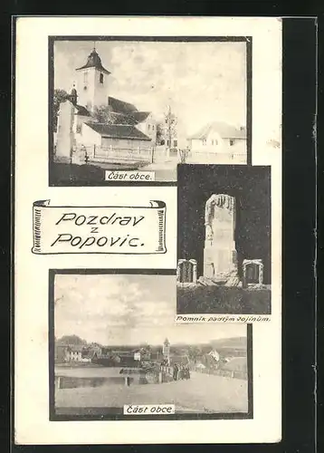 AK Popovice, Cast obce, pomnik padlym vojínum