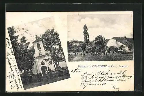 AK Opatovice, Ortsansicht mit Kapelle