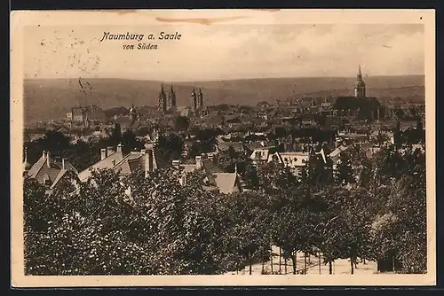 AK Naumburg a. Saale, Ortsansicht aus der Vogelschau mit Kirche und Rathaus