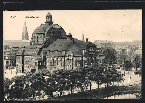 AK Kiel, Stadttheater aus der Vogelschau