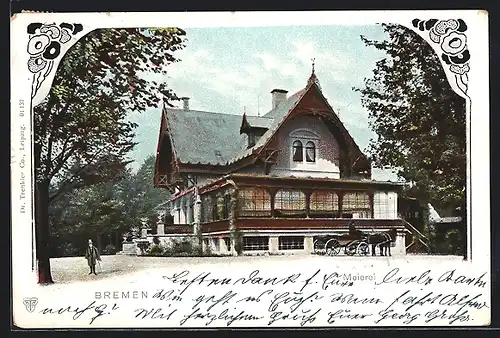 AK Bremen, Meierei, Gasthaus mit Pferdekutsche