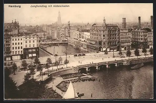 AK Hamburg, Flusspartie Jungfernstieg mit Alsterarkaden