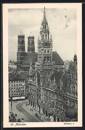 AK München, Rathaus und Kirche