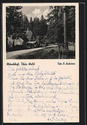 AK Mönchhof /Thür. Wald, Fachwerkhaus im Wald