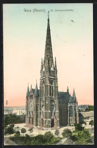 AK Gera /Reuss, St. Johanniskirche im Sonnenschein