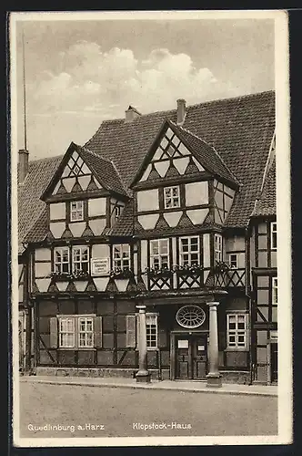 AK Quedlinburg a. Harz, Klopstock-Haus, Fachwerk