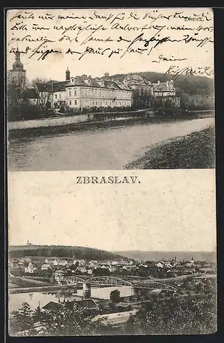 AK Prag / Praha-Zbraslav, Uferpartie, Teilansicht mit Brücke