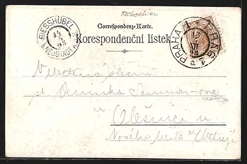 Lithographie Prag / Praha, Pred 100 lety, Josefské Námestí