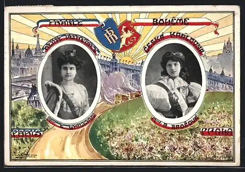 Künstler-AK Praha, Slavnost Kraloven Kvetin 1910, Schönheitsköniginnen