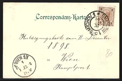 Lithographie Prag / Praha, Karlsplatz mit Fontäne