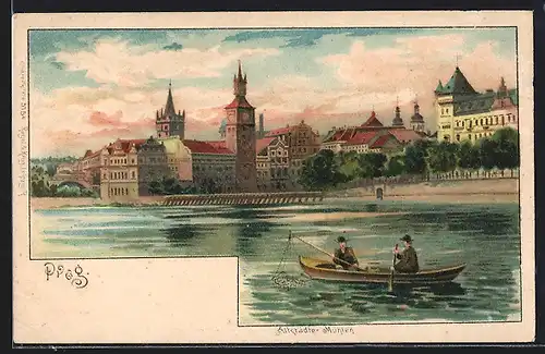 Lithographie Prag / Praha, Altstädter Mühlen