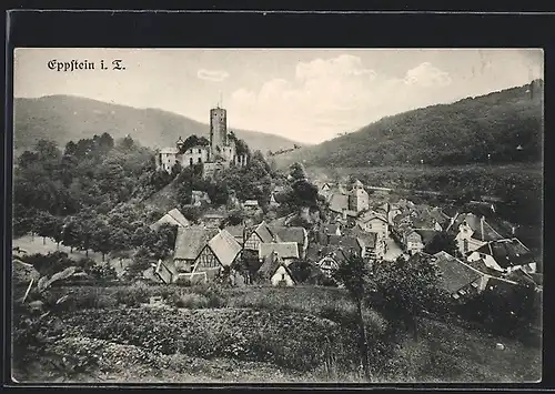 AK Eppstein i. T., Ortsansicht mit Fachwerk und Burg