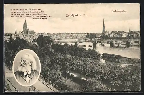 AK Frankfurt a. M., Flusspartie Blick Richtung Sachsenhausen