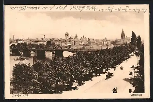 AK Frankfurt a. M., Flusspartie mit Uferpromenade