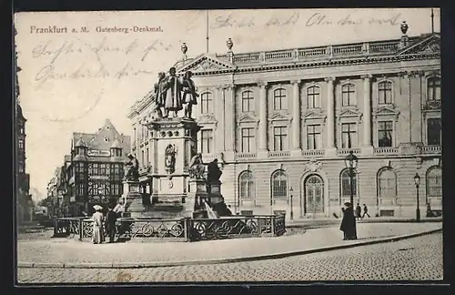 AK Frankfurt a. M. Gutenberg-Denkmal, Sattler Jacob Bauer