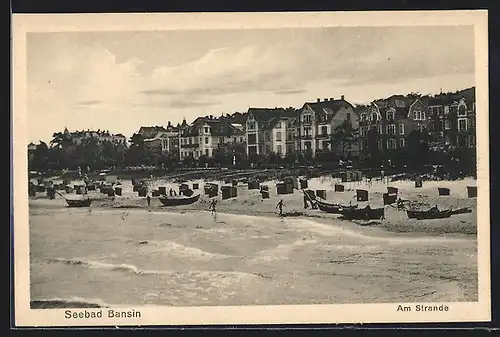 AK Bansin / Seebad, Am Strande mit Booten