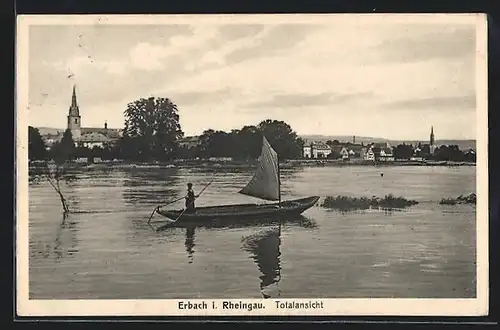 AK Erbach /Rheingau, Totalansicht vom Wasser aus