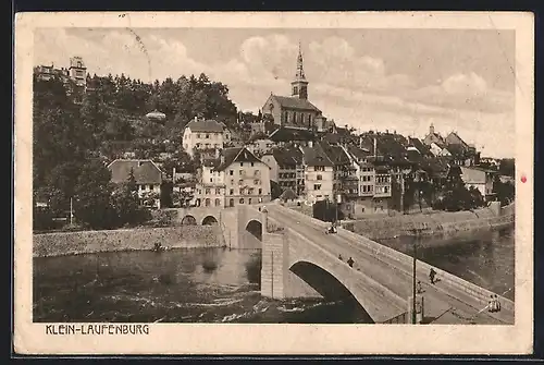 AK Klein-Laufenburg, Ortsansicht mit Brücke