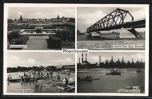 AK Rheinhausen, Hindenburgpark, Schwimmbad Kruppsee, Friedrich-Alfred-Hütte