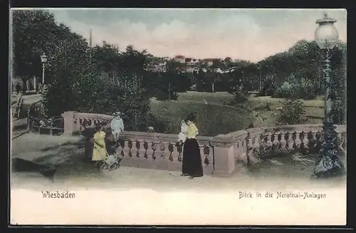 AK Wiesbaden, Blick in die Nerothal-Anlagen
