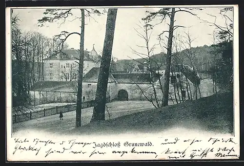 AK Berlin-Grunewald, Blick zum Jagdschloss