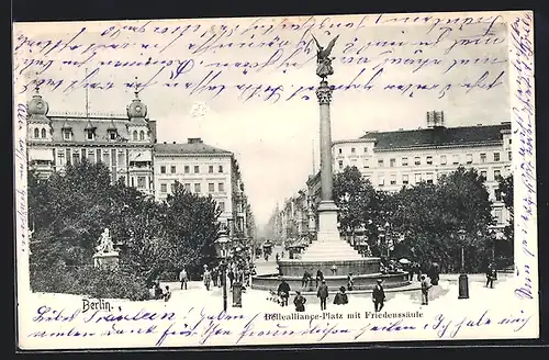 AK Berlin-Kreuzberg, Belle-Alliance-Platz mit Friedenssäule